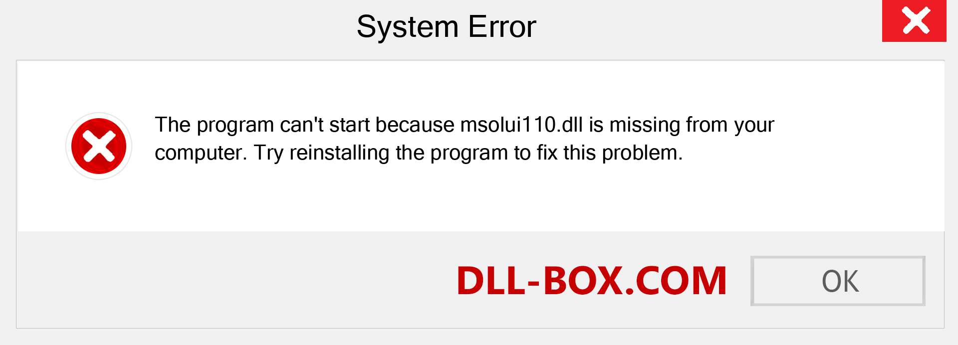  msolui110.dll file is missing?. Download for Windows 7, 8, 10 - Fix  msolui110 dll Missing Error on Windows, photos, images